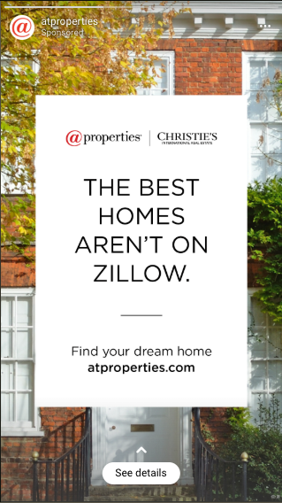 @properties ad as it appeared on a phone screen